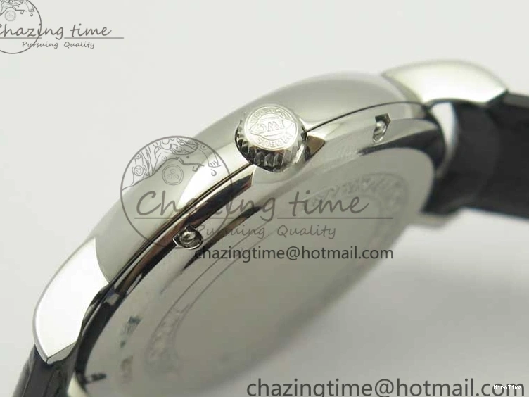 MIROTIME 0420 Fashionable Portofino Automatic SS TWF 1:1 Best Edition Silver Dial SS Markers on Black Leather Strap A 7200